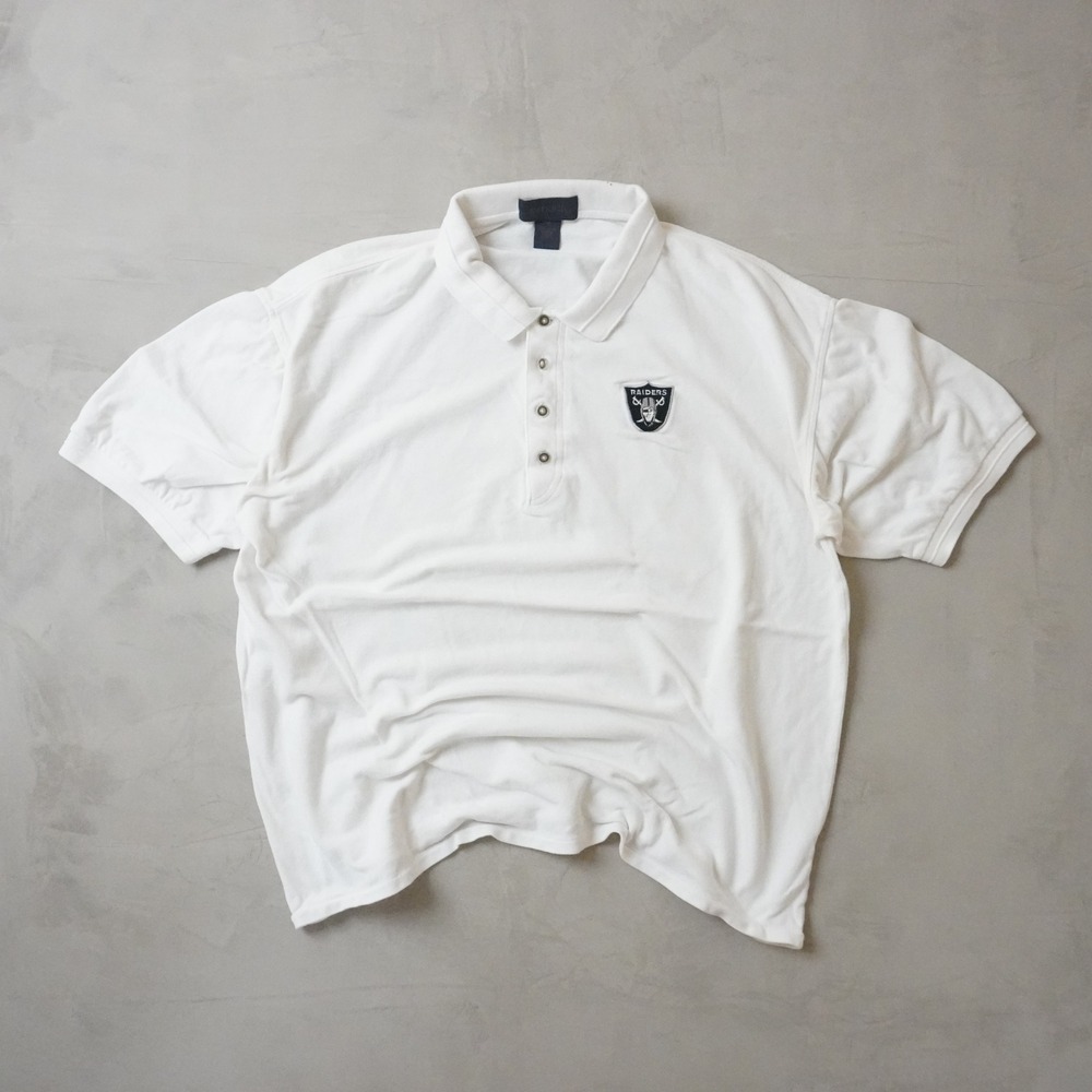 Antigua NFL Oakland Raiders Polo Shirt Mens XXL White Cotton Pique Short Sleeve